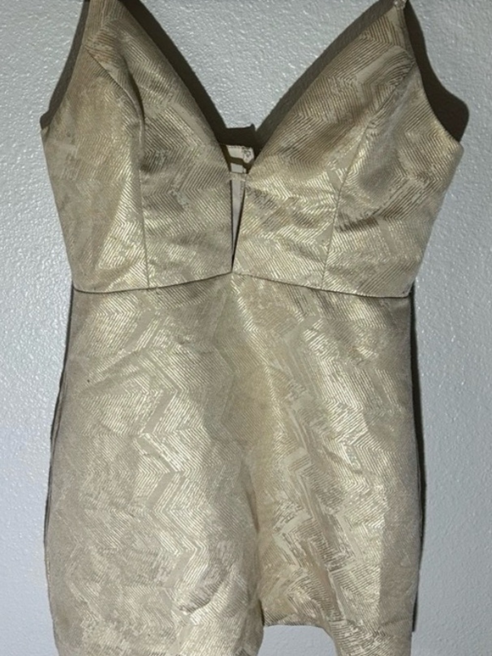the room Gold-Threaded Champagne Mini Dress
